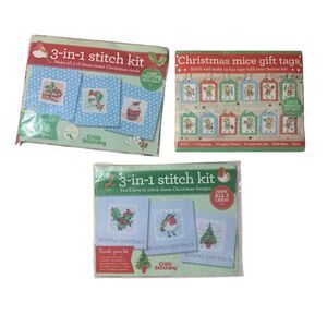 The World of Cross Stitching Christmas Holiday Cardmaking Kit Lot of 3 Gift Tags